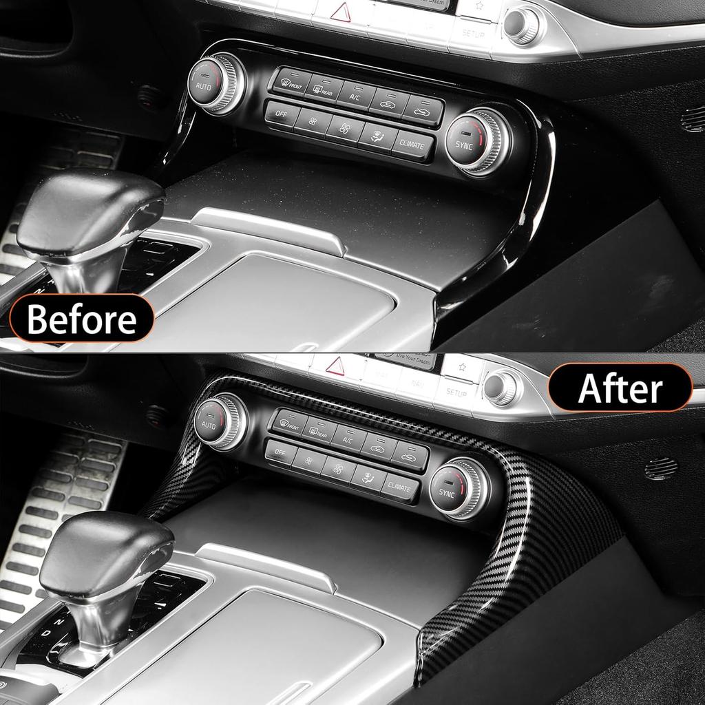 YOUTOOCAR Carbon Fiber Pattern Climate Control Panel Trim Frame Cover Compatible with Kia Stinger 2018-2023 Accessories