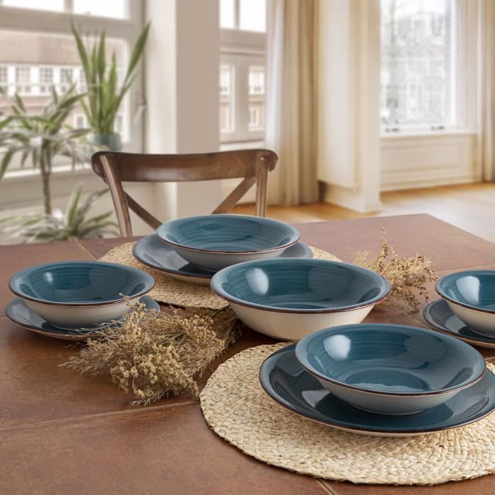 Bol - Quid Vita - Céramique - Bleu - 18 cm - Pack de 6 unités