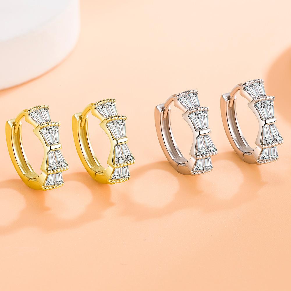 Micro Zircon Bow Simple Fashionable Temperament Student Earrings