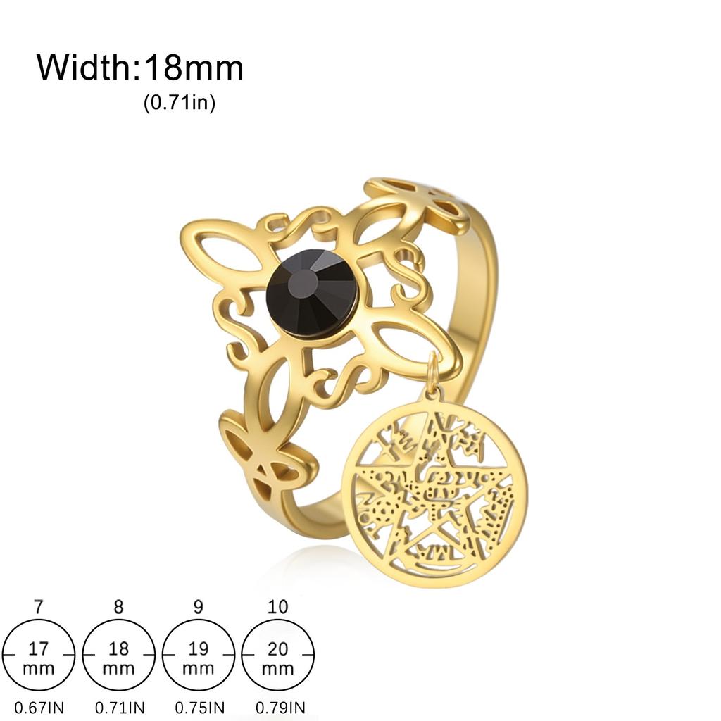 Jeshayuan Witch Knot Ring Je Hebrew Tetragrammaton Ring Witchcraft Pentagram Ring For Women Amulet Jewelry Gift