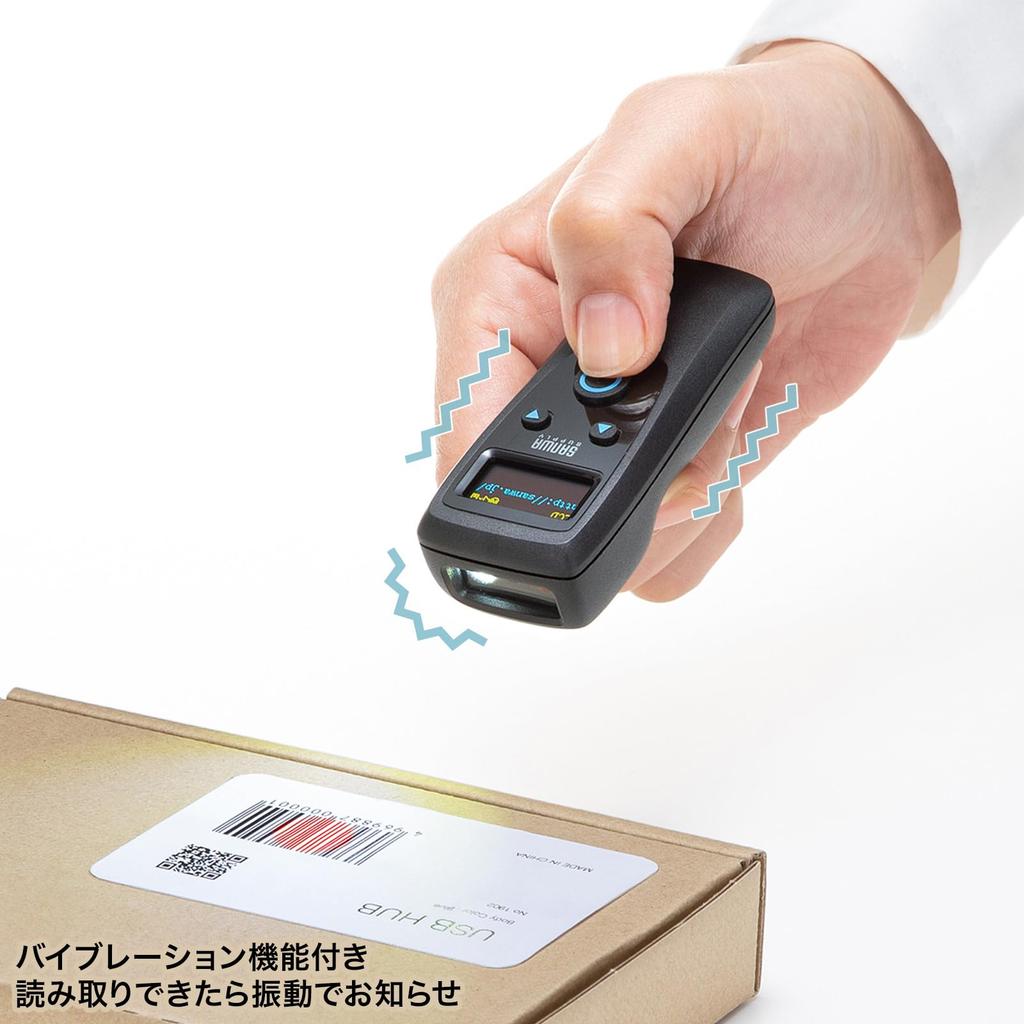SANWA SUPPLY Mobil trådløs 2D strekkodeleser (med LCD) BCR-BT2D14BK