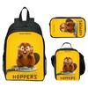 Hoppers Biber Metamorphose Druck 3-teiliges Set Schulrucksack Brottasche Federmäppchen Cartoon Schüler Set