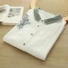 Women's Double-Layer Cotton Long-Sleeve Shirt, Autumn 2025 Retro Embroidered Collar, Soft and Breathable Pure Cotton.