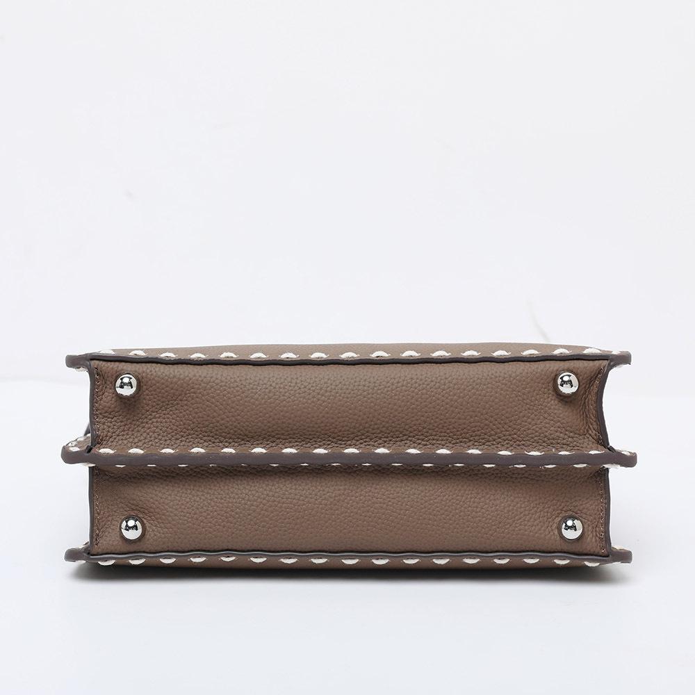 Kätzchentasche aus Rindsleder der ersten Schicht, komplett handgenäht, komplett mit Wachsfaden, Damenhandtasche aus echtem Leder, Schultertasche