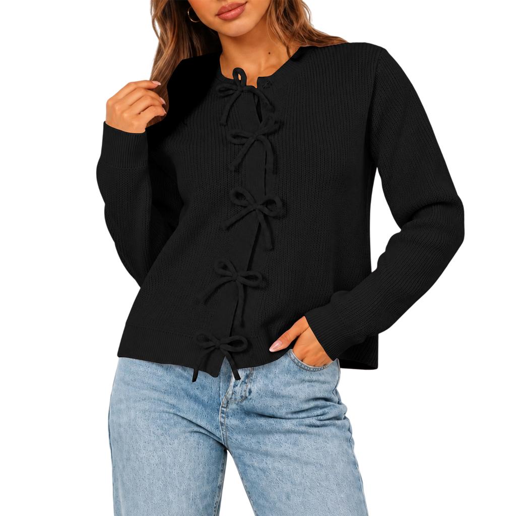 Women's Trendy Color Knit Cardigan with Neck for Casual Everyday Wear