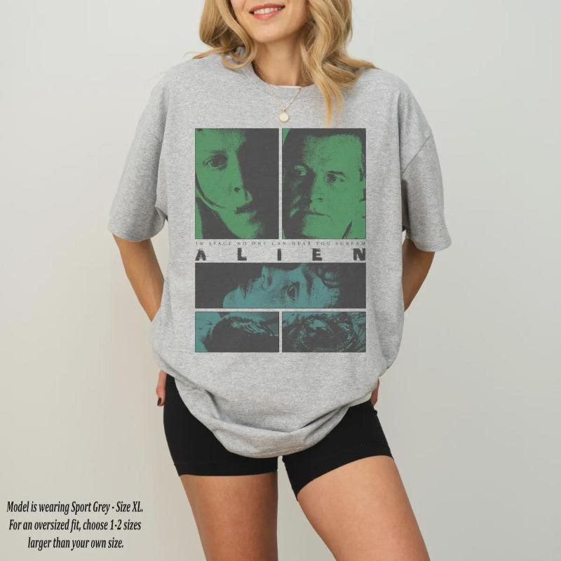 Retro Alien Movie Tshirt Retro Horror Tshirt Womens Tshirt Summer New Style Unisex Casual Tshirt