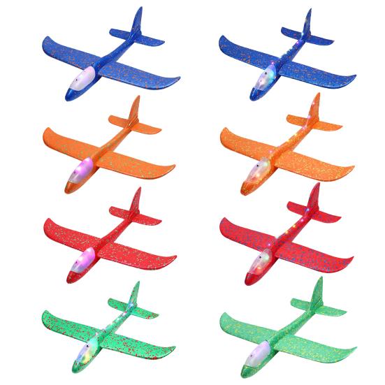 Large Foam Glider with LED Lights EPP Hand Throw Airplane Toy for Kids Outdoor Flying Toy for Boys Girls Crash-Resistant Outdoor Play Gift for