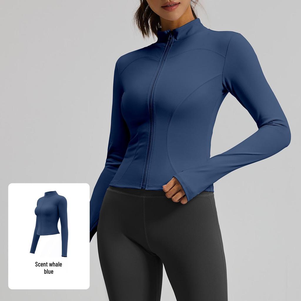 Women's Juyitang Stand-up Collar Yoga Jacket for Running & Cycling - Slimming, Elastic Fitness Top