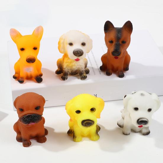 Vinyl Simulated Dog Squeeze Toy Squeaky Stress Relief Puppy Sensory Toy Home Office Desktop Animal Decoration Ornament