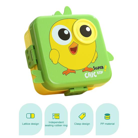 1600ML Bento Lunch Box with 3-Compartment Leak-proof Cartoon Lunch Container with Sauce Cup BPA Free Portable Snack Box for School Age 3-12 Kids