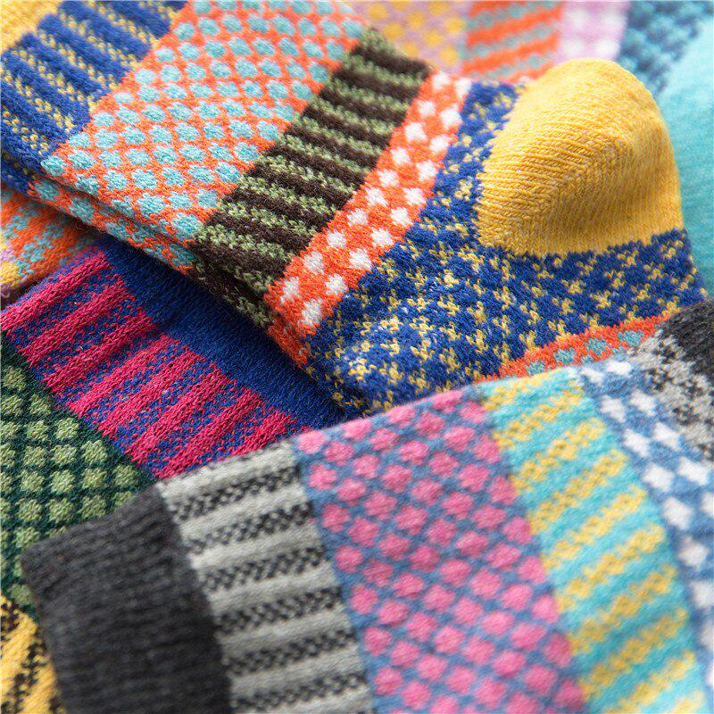 Thicken Women Socks Retro Style Cotton & Woolen Warm Socks Comfortable Soft Yellow Pink Winter Sock