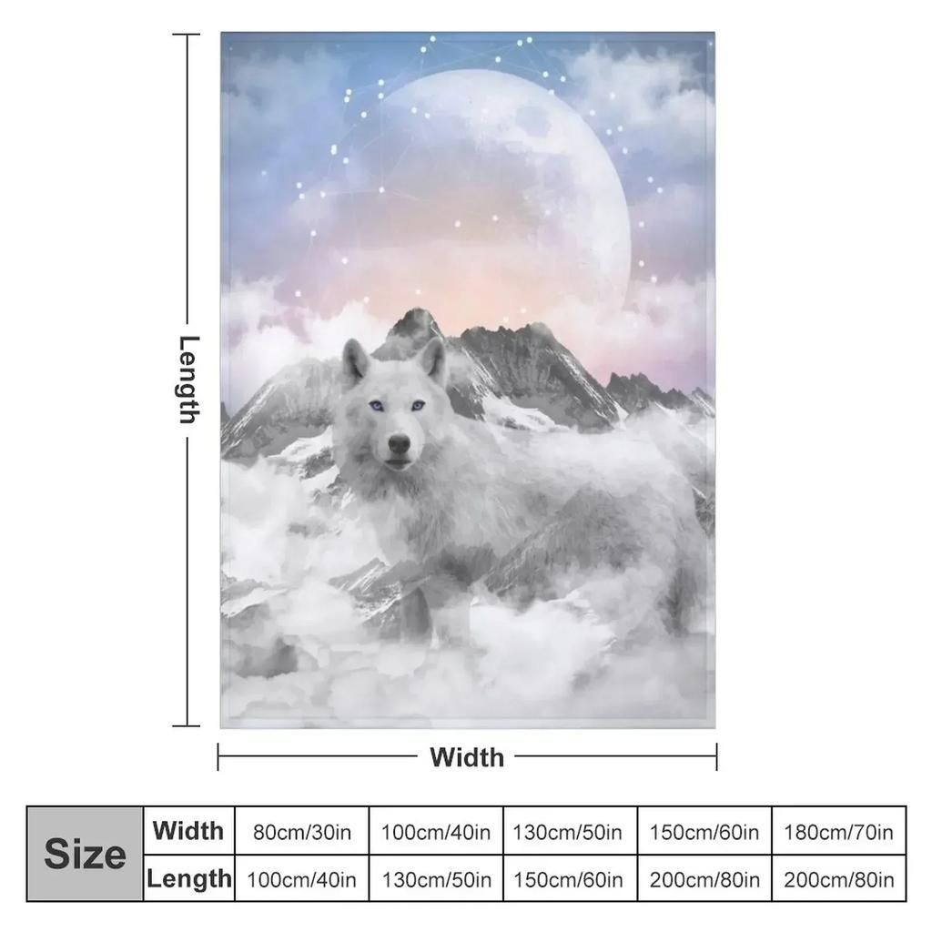The Soul That Sees Beauty (Winter Moon / Wolf Spirit) Throw Blanket Cute Plaid Picnic Shaggy Sofa Bed Luxury Thicken Blankets