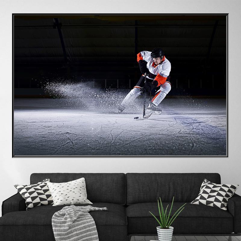 Modern Stick On Ice Hockey Canvas Painting Winter Sport Posters and Prints Hockey Player Wall Art for Living Room Home Decor