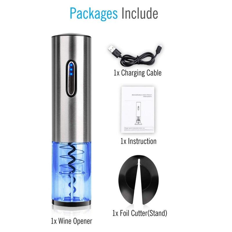 Electric Wine Opener Automatic Electric Corkscrew USB Battery Stainless Steel Wine Bottle Opener Bottle | Openings