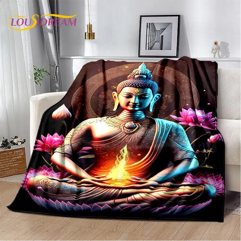 Manta de felpa suave de Buda Sakyamuni budismo fe religión, manta de franela para sala de estar, dormitorio, cama, sofá, oración