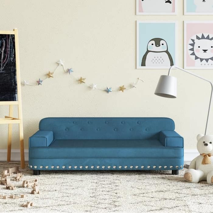 VidaXL Children's Sofa Blue 90x53x30 Cm Velvet 3196279