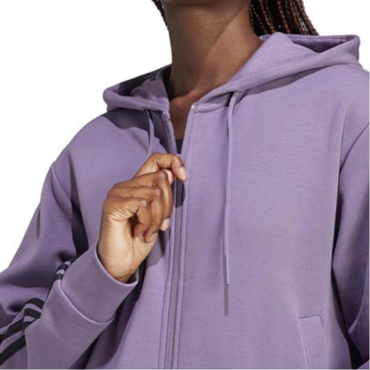 adidas Striped Casual Hooded Long Sleeve Sweatshirt Women Sweatshirt Purple IL3050