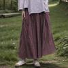 Johnature Women Vintage Jacquard Skirts Elastic Waist Purple Soft Spring Loose A-Line Skirts For Women