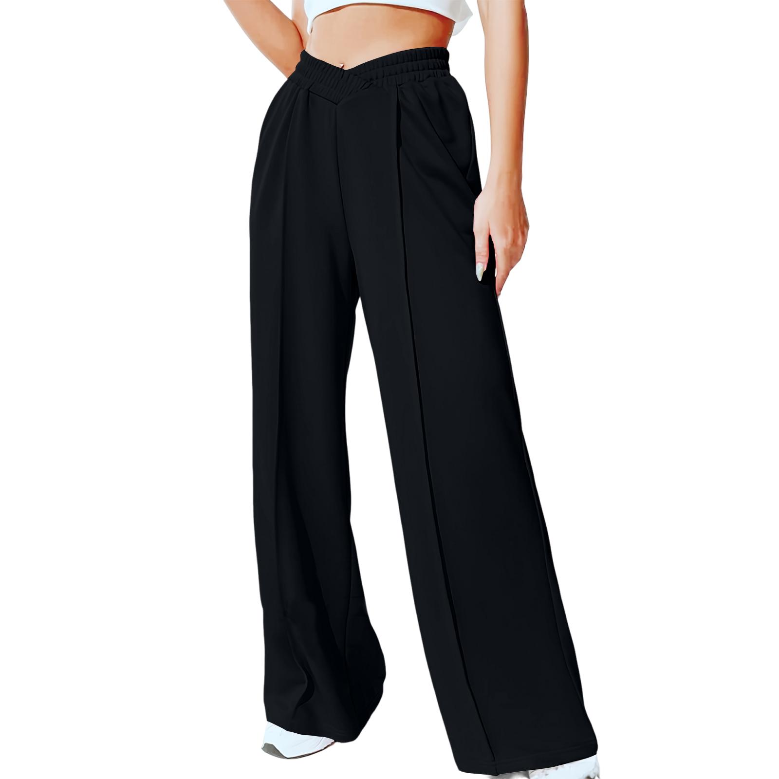 

Women Loose Fit Casual Long Pants Comfortable Home Lounge Wide Leg Trousers Relaxed Style for Daily Wear L