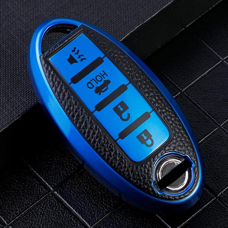 

Чехол для ключа автомобиля с 4 кнопками для Nissan Leaf Micra Qashqai J11 J10 X Trail T32 Versa Note Patrol Аксессуары синий