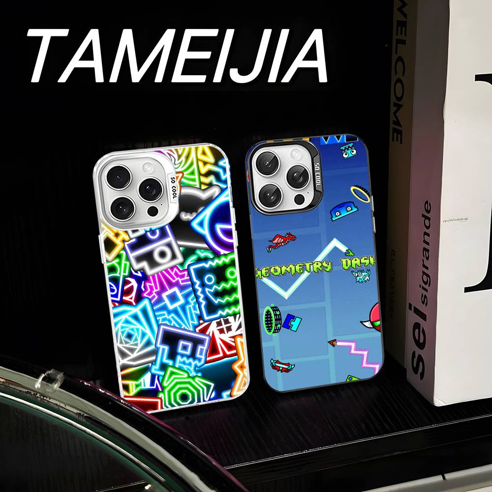 Game Geometry Dash Phone Case For IPhone 17 16 15 14 13 Pro 12 11 Pro Max PLUS Color Back Cover