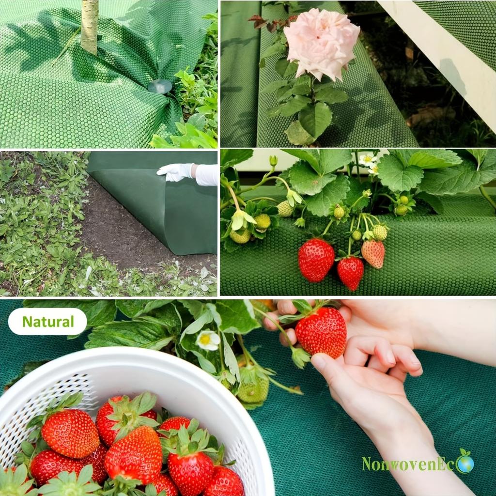 Tejido Perforado Resistente para Barrera de Malezas Ideal para Jardín, Huerto, Frutal y Patio - Suprime las Malezas, Transpirable, Permeable al Agua
