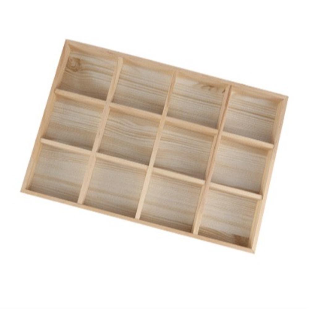 Solid Wood Jewelry Display Tray 6/12/24/36 Grids Ring Earring Holder Necklace Storage Box Watch