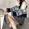 Women's French Fair Isle Color Block Half-Zip Knit Pullover Sweater - Autumn/Winter 2026