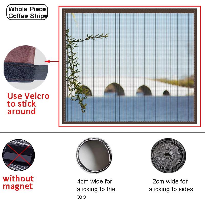 מסך חלון דביק בקיץ נגד יתושים למנוע חרקים מעופפים וילונות רשת בלתי נראים חלון מסך מגנטי נשלף