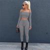European Style Fashion Women's High-elastic Thread Trousers Two-piece Blouse and Pant Set