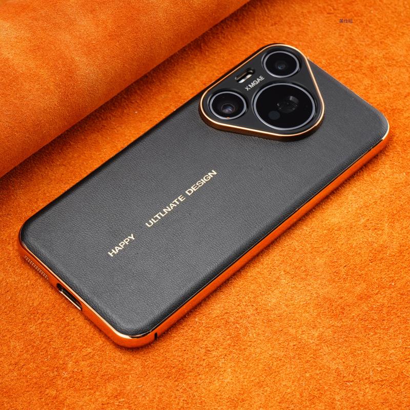 Applicable to Huawei pura70pro mobile phone case second change XT electroplating huawei all-inclusive p70 business men and women leather case