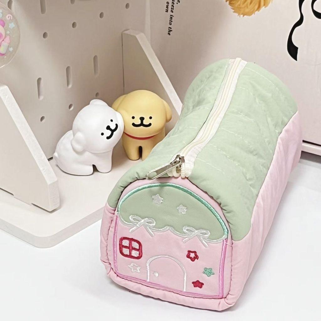 Cotton Linen Small House Pencil Case With Large Capacity For Students And Kids