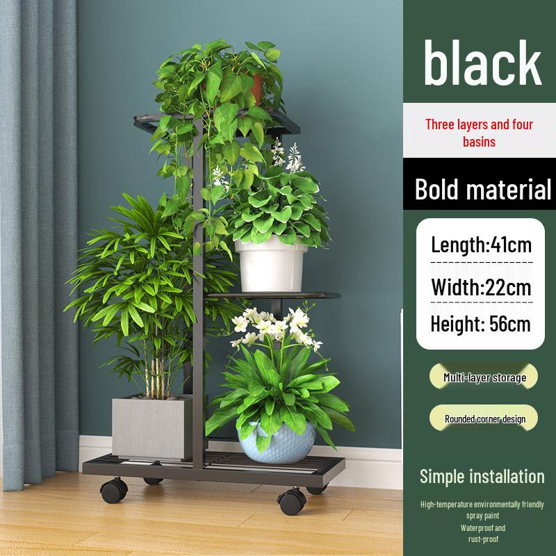 Wrought Iron Multi-layer Flower Stand Shelf for Indoor and Balcony Plant Display