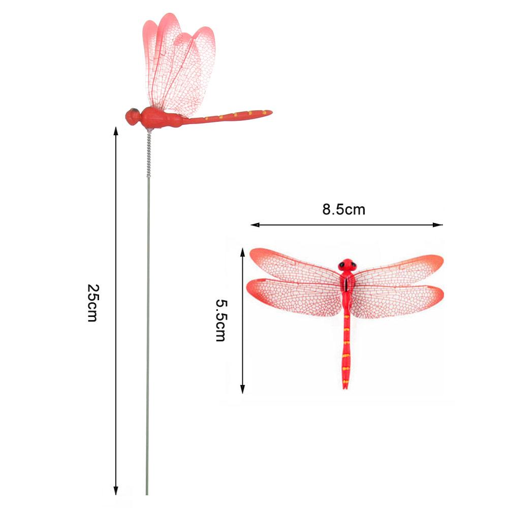 5PC New Creative Handicraft Yard Lawn Ornament 3D Simulation Butterfly Thin Stick Artificial Dragonfly With Stem Home Room Decor
