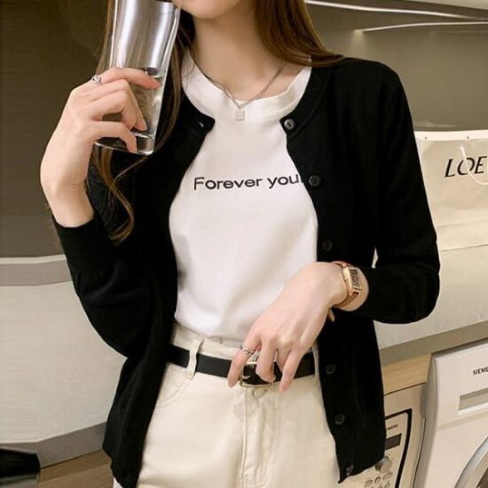 Navava Women Simple Daily Solid Long Sleeve Knit Cardigan Nk2878