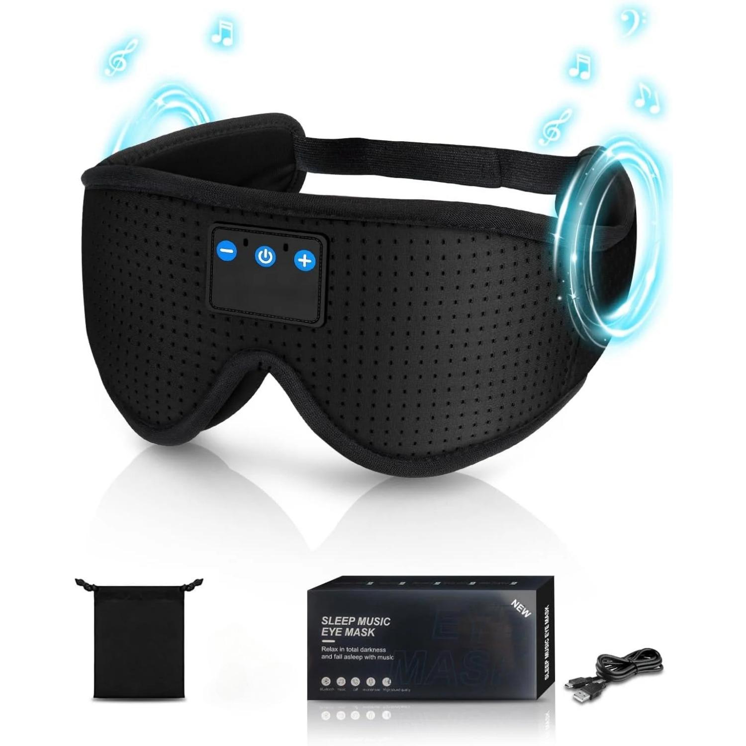 

Bluetooth маска для сна с наушниками, Маска для сна Sleepathy с улучшенным 3D-контуром, Наушники для сна, Маска для сна, Подарочные гаджеты для мужчин и женщин чёрный