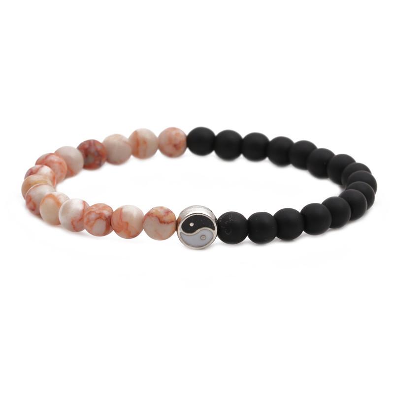 Distance beaded Bracelet Fashion Natural Stone two colors Yin Yang Charm Bracelets for Men Women Friendship couple