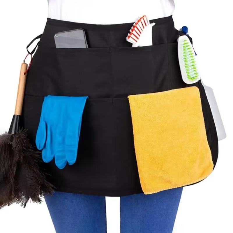 Professional Barbers Hairdresser Tools Storage Apron 56*40cm Hair Stylist Half Apron With Adjustable 5 Pockets Belt Waterproof