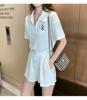 Summer 2025 Women's College-Style Casual Sportswear: Loose Short-Sleeve Tops & Wide-Leg Shorts Two-Piece Set