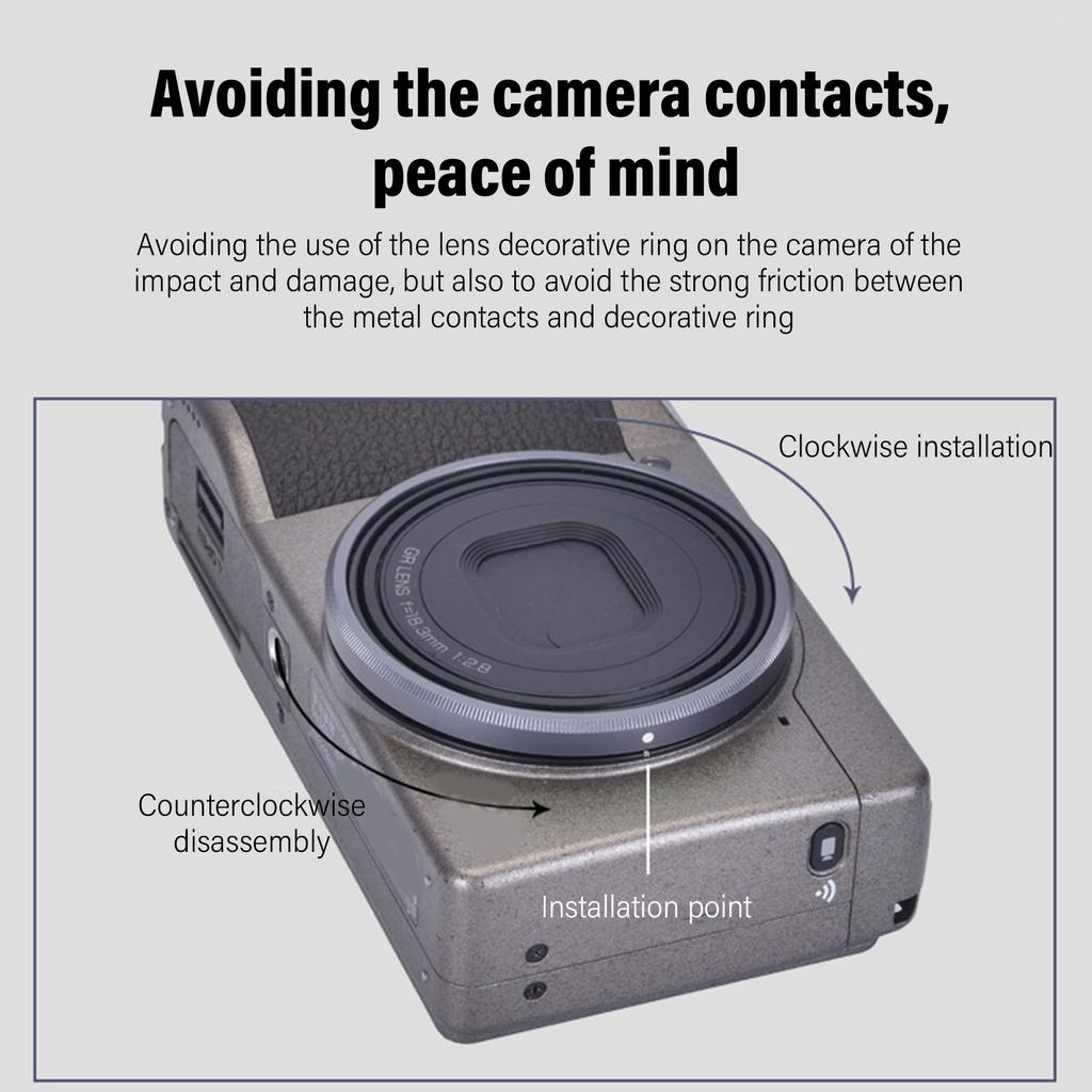 GN 2 Lens Ring Cap Fit for GRIIIX Camera Aluminum Alloy Metal Lens Decoration Ring Cap Grey