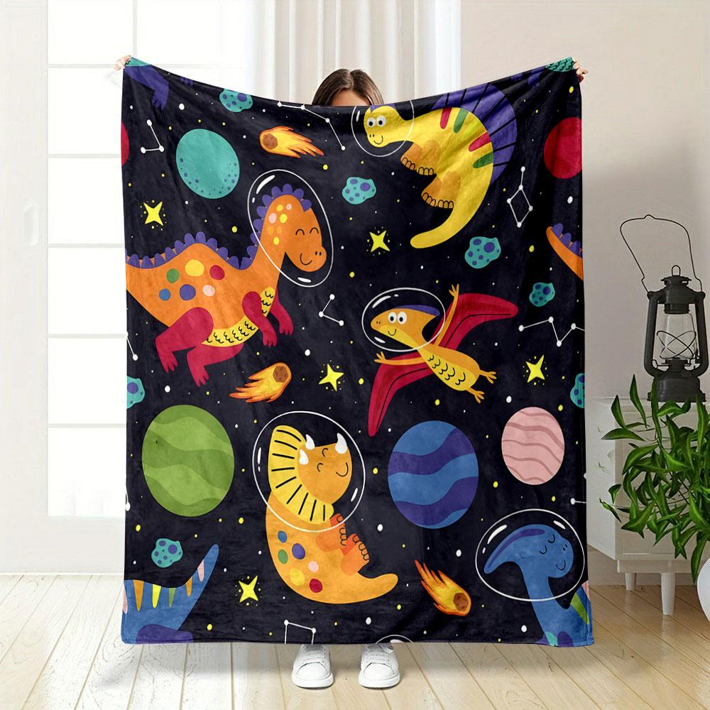 Space Dino Adventure print blanket soft and cozy perfect for the living room bed sofa or a nap,gift