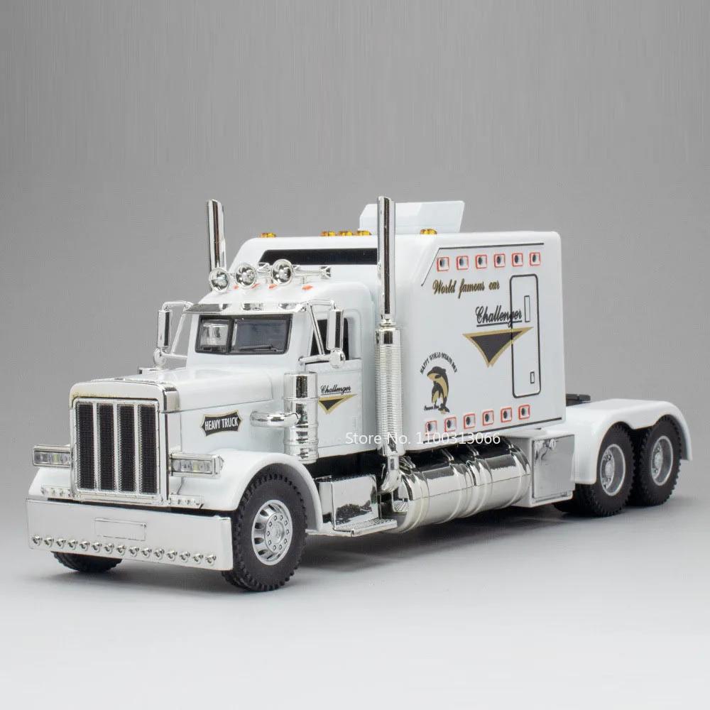

1:24 Peterbilt 389 Toys Alloy Cars Diecast Models with Light Music Pull Back Vehicle 3 Doors Opened Miniature Car for Boys Gifts белый