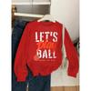 Kids Unisex Crewneck Sweatshirt, Let's Play Ball Born To Win Distressed Basketball Letter Print Soft Fleece Pullover For Kids Over 4 Years Old