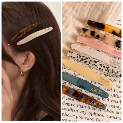 Acetate Hair Side Clip Oval Geometric Bangs Hairpin Women Girls Simple Elegant Duckbill Clip Barrettes Hair Styling Accessories