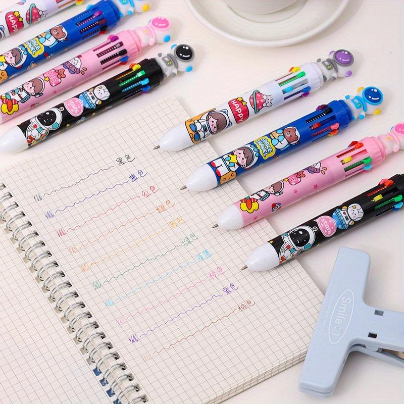 36pcs 0.7mm Cartoon Astronaut Ten-color Ballpoint Pen Boy Pressing Hand Tent Pen Multicolor Gift Pen Creative Stationery Back To School Season