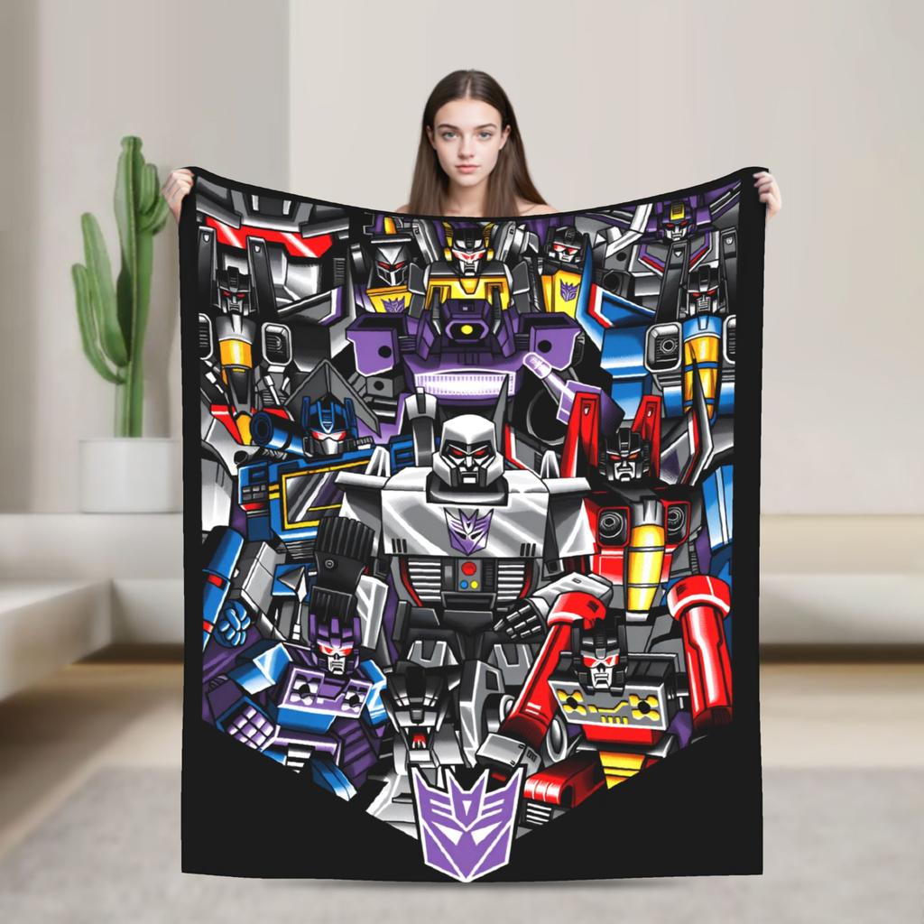 Cartoon T-Transformers Autobots Blankets Anime Super Soft Fluffy Plush Bedding Throws For Couch Bed Flannel Bedspread Bed Cover