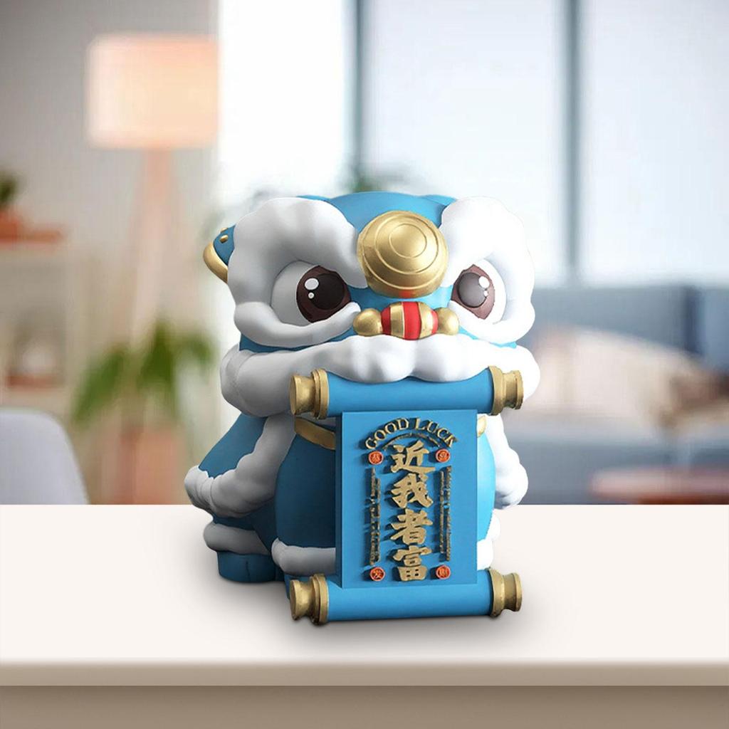 Löwentanz Statue Tischdekoration Harzfigur Geschenk Tier Skulptur für Schreibtisch Einweihung Wohnzimmer Flur
