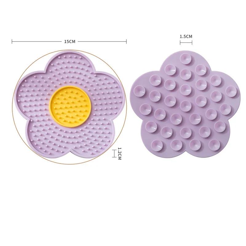 Pet Supplies Cat Licking Pad Sun Flower Shape Silicone Dog Licking Plate Cute Pet Slow Licking Mat Dog Bowl  Cat Bowl
