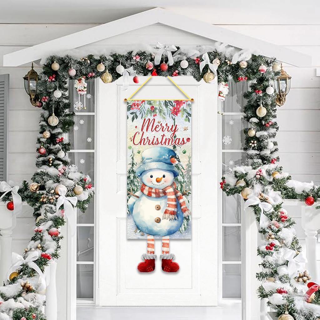 Christmas Snowman Hanging Flag Navidad Natal Noel Door Pendant Banner Merry Christmas Decorations For Home 2025 New Year 2025