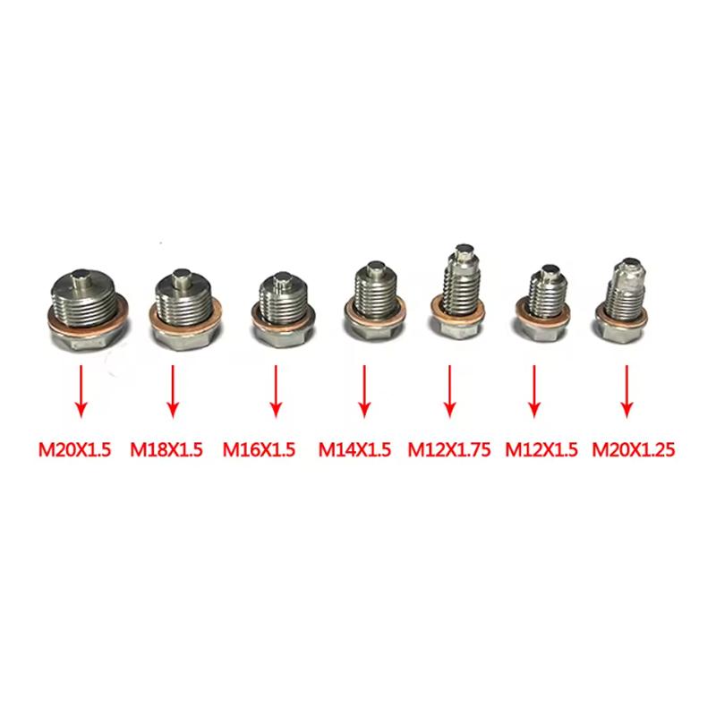 Magnetic Oil Drain Plug Sump Bolt M14 x 1 5 M12 M16 M18 M20 Stainless Steel with Copper Gasket for Oil Pan Filter Auto Parts